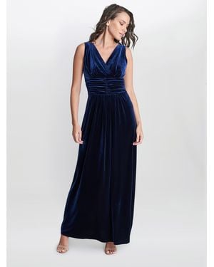 Gina Bacconi Patricia Sleeveless Velvet Maxi Dress - Blue