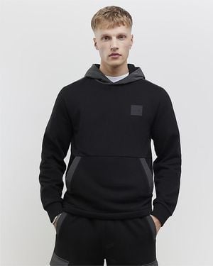 River Island Hoodie Regular Fit Luminis Badge Cotton - Blue