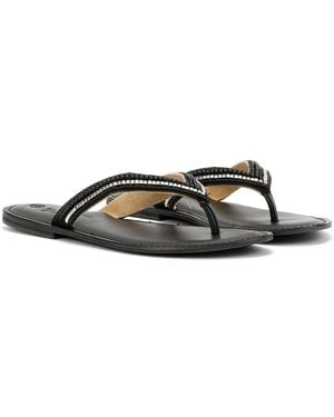 TOWER London Metallic Bead Thong Sandals - Brown