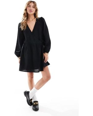 ASOS Smock Dress With Wrap Front - Black