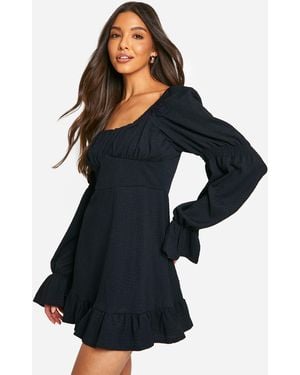 Boohoo Texture Mini Dress - Blue