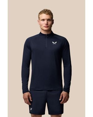 Castore Adapt Training 1/4 Zip Top Activewear T-Shirts - Blue
