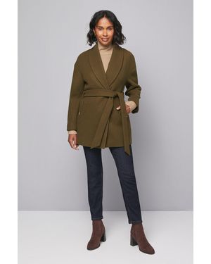 Wallis Belted Shawl Collar Coat - Green