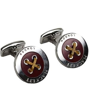 Hackett London 4 Button Hole Cufflinks Metal - Metallic