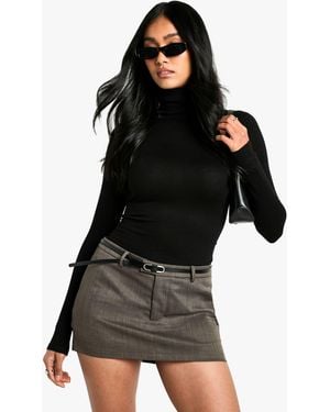 Boohoo Tailored Mini Belt Detail Skort - Black