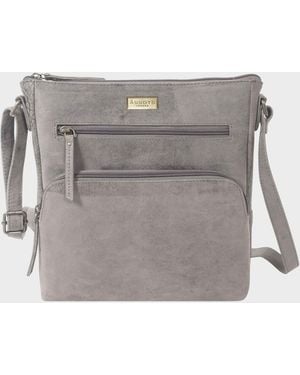 Assots London 'Agatha' Real Leather Crossbody Bag - Grey