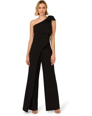 Adrianna Papell One Shoulder Bow Jumpsuit - Black