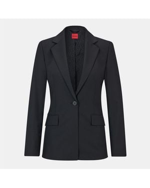 HUGO Solid Patterned Notch Collared Suit Jacket - Blue