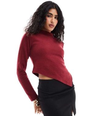 ASOS Roll Neck Asymmetric Supersoft Top - Red