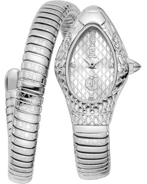Just Cavalli Snake Wraparound Bracelet Watch, 20Mm X 34.5Mm - Grey