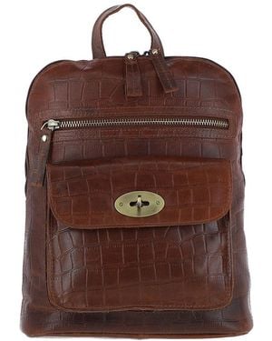 Ashwood Leather 'Bonfanti' Croc Print Real Mini Backpack - Brown