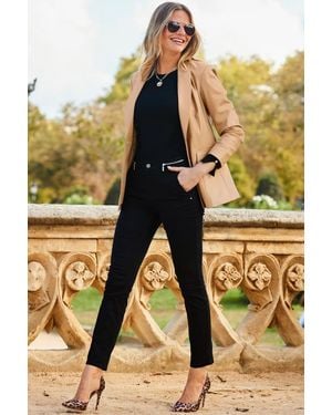Sosandar Zip Detail Super Stretch Slim Leg Jeans - Yellow