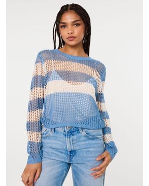 Pink Vanilla Stripe Crochet Jumper - Blue