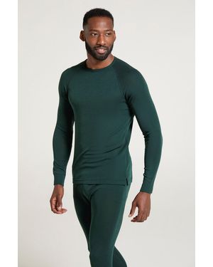 Mountain Warehouse Merino Thermal Baselayer Top Long Sleeve Hiking Winter Pullover Wool - Green