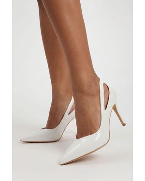 Boohoo Wide Fit Cut Out Court Heels - White