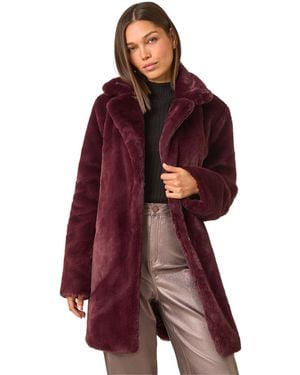 Roman Faux Fur Longline Coat - Red