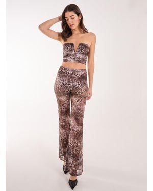 Pink Vanilla Leopard Lace Flares - Pink