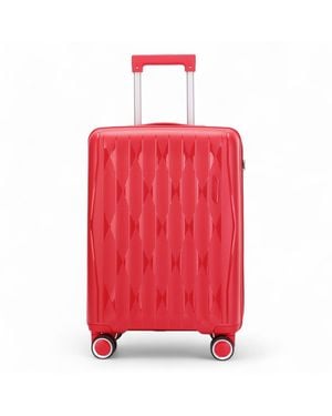 Infinity Leather Robust Hard Shell Cabin Suitcase Tsa Luggage Suitable For Easyjet, Ryanair, Wizzair Hardshell - Red
