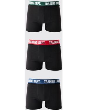 BoohooMAN Training Dept Cotton Boxers 3 Pack - Black