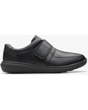 Clarks Watchet Strap Leather Shoes - Black