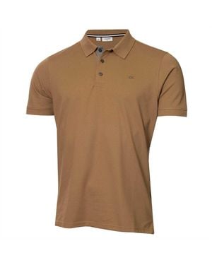 Calvin Klein Embroidered Collared Short-Sleeved Polo Shirt (Biscuit) - Brown