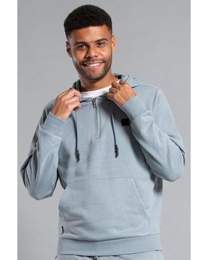 Tokyo Laundry Cotton Blend Hoody With Neck Zip Fastening - Grey