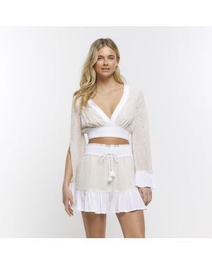 River Island Crop Top Embroidered - White