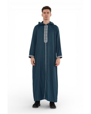 Thobez Eid Aqua Groen Marokkaanse Thobe Robe Djellaba Ramadan Jubba-Hm3 - Blauw