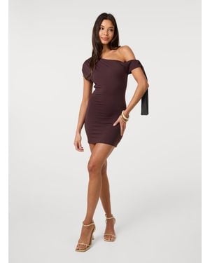 Pink Vanilla Soft Cotton Asymmetric Tie Sleeve Dress - Red