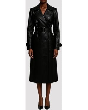 Elle Sophia Pu Long Trench Coat - Black