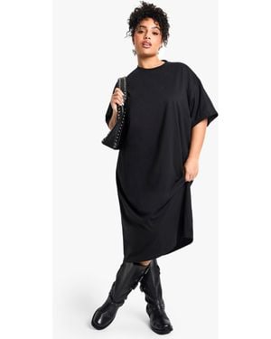 Boohoo Plus Oversized Midi T-Shirt Dress - Black