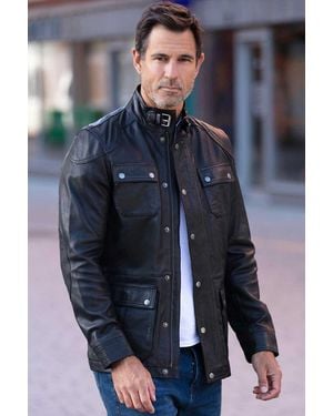 Ashwood Leather 'Amj-5' Real Safari Jacket - Blue
