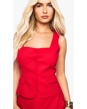 Boohoo Square Neck Pocket Detail Waistcoat - Red