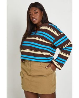 Boohoo Plus Utility Pocket Twill Mini Skirt - Blue
