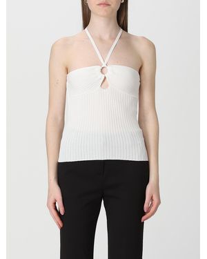 Kaos Geribbelde Brei Haltertop - Wit