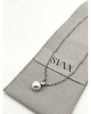 SVNX Large Pearl Diamante Necklace - Grey