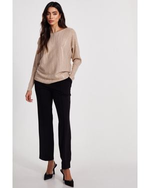 Quiz Knit Foil Detail Jumper Viscose - Natural