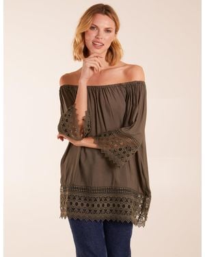 Blue Vanilla Round Neck Detail Blouse - Natural