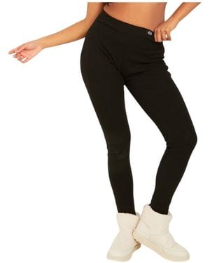 Missy Empire Missy Empire /Ladies Ribbed Tab Detail Leggings - Black