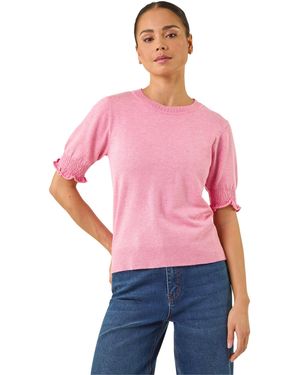 Roman Petite Shirred Sleeve Knit Top