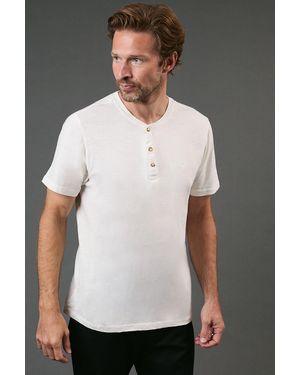 MAINE Off Slub Y Neck T - White