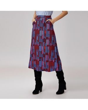 S&J Weekends Trapeze Midi-Rok Met Grafische Print - Paars