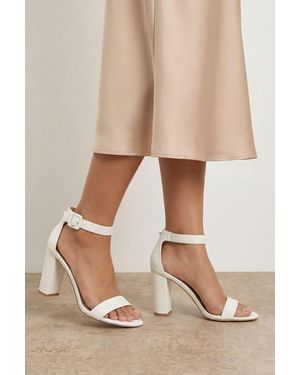 Oasis Milla Covered Buckle High Block Heel Sandals - Natural