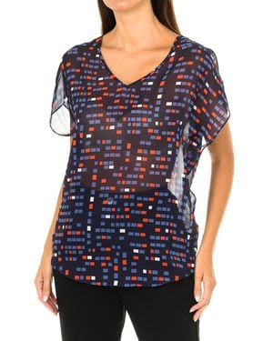 Armani Short Sleeve V-Neck Blouse 3Y5H65-5Ntaz - Blue