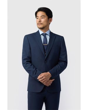 Limehaus Single Breasted Long Sleeve Two Button Regular Suit Jacket - Blue