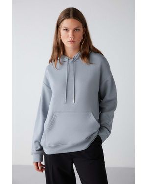 Grimelange Hooded Relaxed Pocket Sweatshirt - Grey