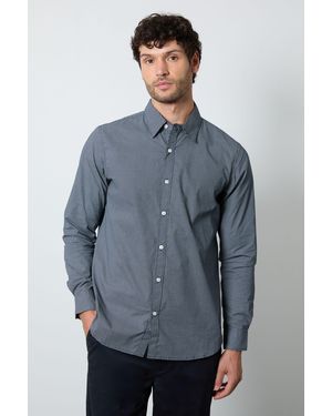 MAINE Micro Print Long Sleeve Shirt Cotton - Blue