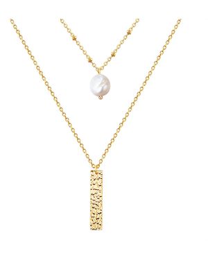 Valero Pearls Necklace Stainless Steel Freshwater Cultured Pearl - Metallic