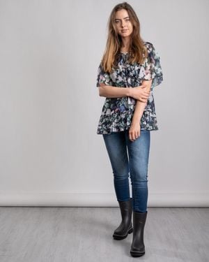 French Connection Dreda Georgette Wrap Top - Grey