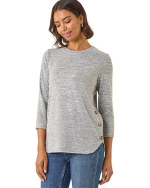 Roman Curved Hem Stretch Top - Grey